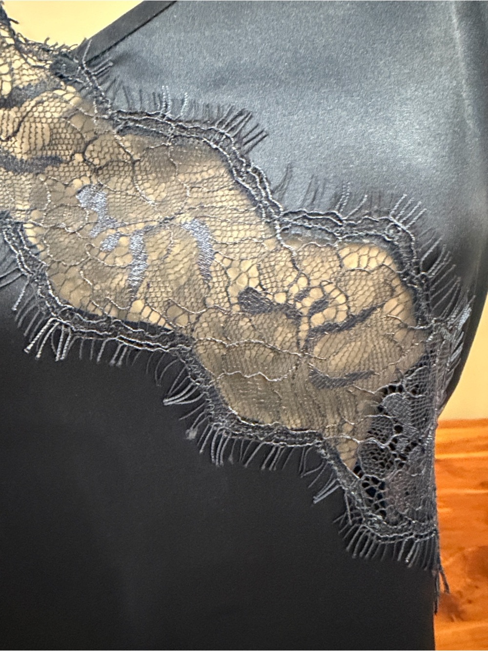Pinko Blue Satin Lace-Trim Camisole - Picture 2 of 4